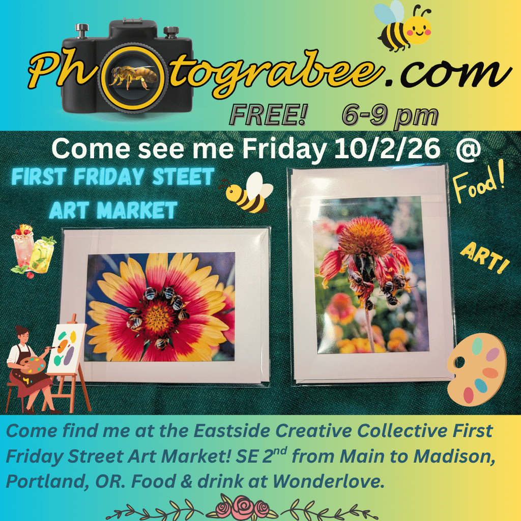 Colorful promo for First Friday market 10/2 on SE 2nd from Main to Madison. Free. 6-9 pm. Portland, Oregon. Outside.